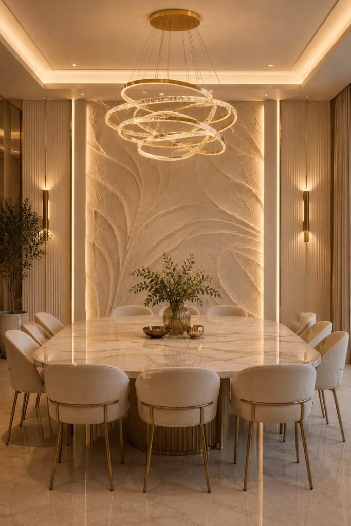 Luxury Home Interior with Pendant Lights